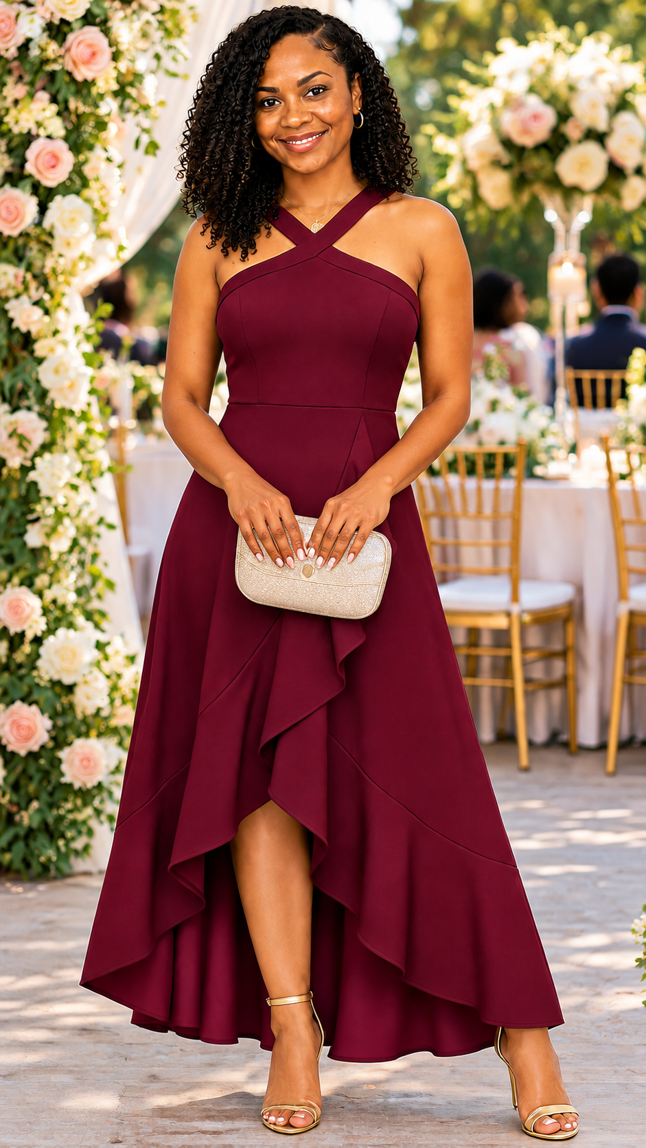 Elegant Burgundy Wedding Guest Dress | Classy Formal Outfit Inspiration