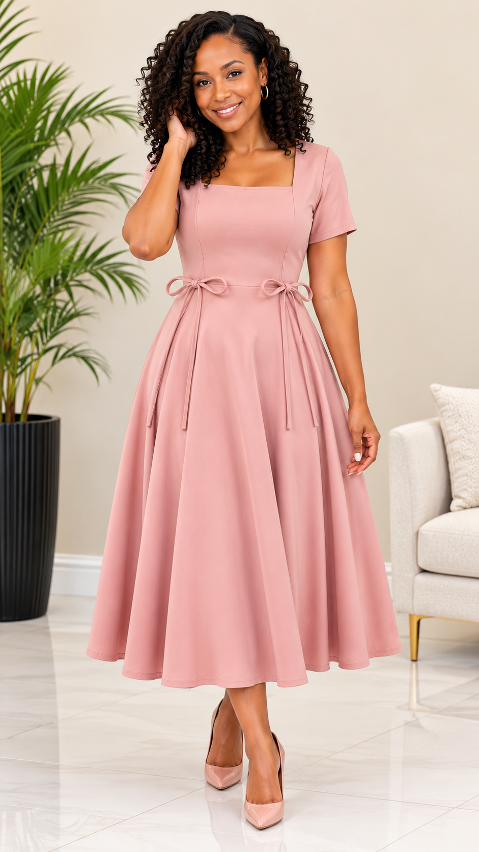 BeryLove Women's Vintage 1950s Tea Party Dress – Elegant Wedding Guest & Church Dress